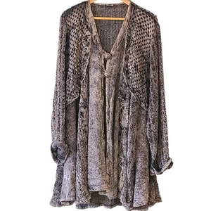 Vintage Blitz Open Cardigan Viscous Waterfall Bohemian Hippie Assymetrical Gray - Picture 1 of 8