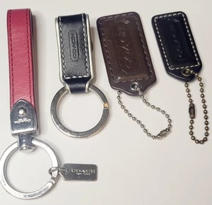 Lot Of 4 COACH Purse Fobs Red, Blue, Dark Brown & Brown - Picture 1 of 12