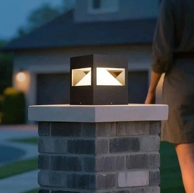 Luces de poste para exteriores con cable, luz de pilar moderna de 9,84"" impermeable, columna LED  Foto 1 de 4