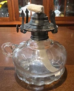 "Lámpara vintage de vidrio con agarre para dedos lámpara de aceite de 5"" de alto".  CBK - Imagen 1 de 10