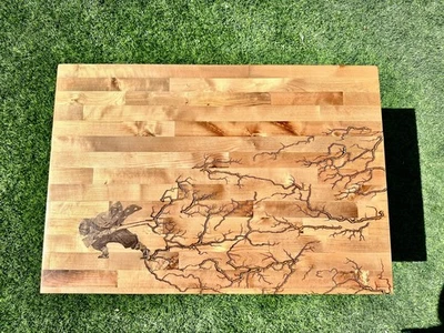 Custom Demon Slayer Coffee Table with Epoxy and Lightning 18" H / 36" L / 24" W - Image 1 of 4