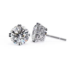 14k White Gold 1.25 Ctw Round Cut Solitaire Diamond Stud Earrings - Picture 1 of 24