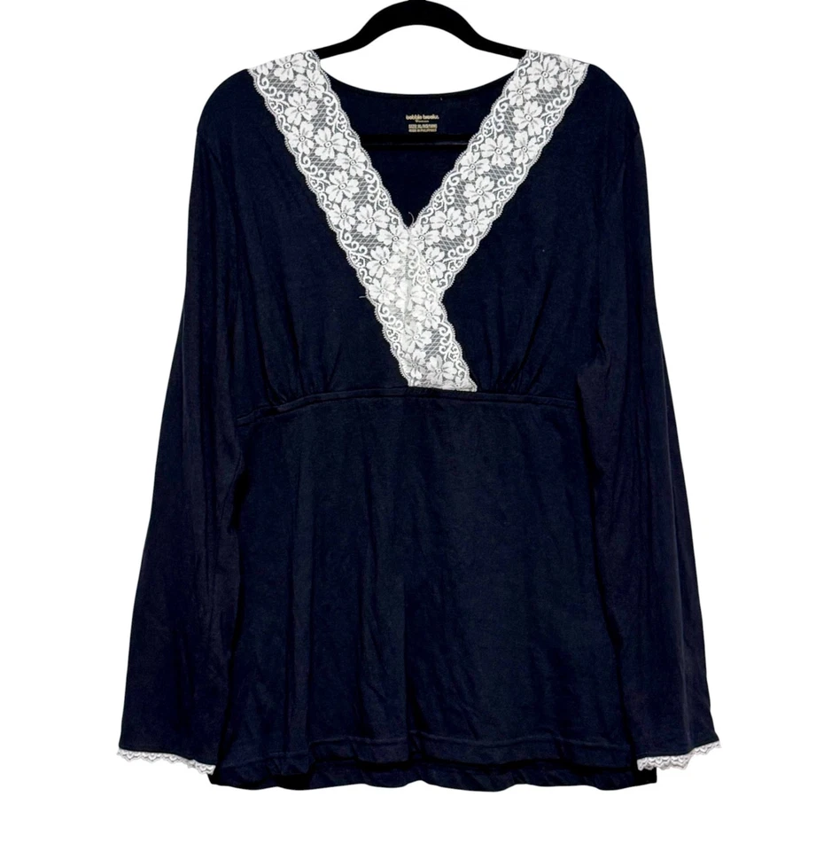 复古 Bobbie Brooks Y2K 婴儿娃娃花边装饰上衣女式 XL 码独立时尚 Coquette — 第 1/4 张图片