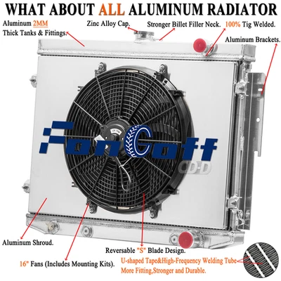 4 Rows Radiator+Shroud Fan For Dodge 1973-1978 Coronet Chrysler Newport Mopar V8 Foto 1 de 4