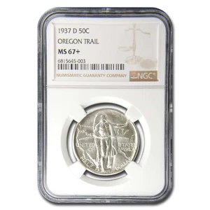 1937-D Oregon Trail Commemorative Half Dollar MS-67+ NGC - Picture 1 of 3