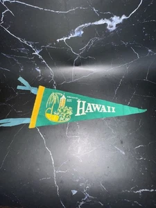 Vintage GRÜNER Filz Wimpel HAWAII Reise Souvenir Aloha Tower - Bild 1 von 9