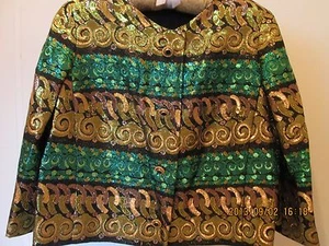 Antique Vintage Italian Couture Metallic Silk Brocade Jacket Bolero GORGEOUS. - Picture 1 of 11