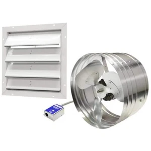 Master Flow Electric Gable Attic Fan 1,450-CFM Thermostat w/ Automatic Shutter - Picture 1 of 8