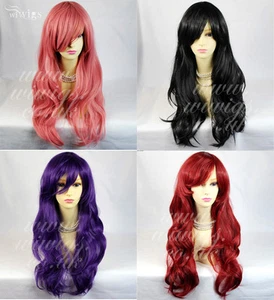 Pelucas Wiwigs Watch Out largas onduladas púrpura rojo rosa cosplay señora - Imagen 1 de 4
