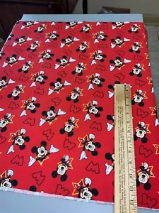 Mickey Mouse and Stars Red Disney Cotton Fabric Remnant 23” x 44” - Picture 1 of 3