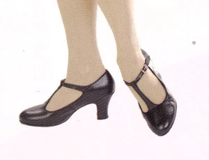 NEW Capezio Ballroom Shoes BR06 size 5 2" T strap Ladies sizes Black Suede sole - Picture 1 of 8
