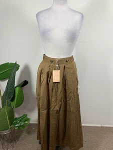 Pearl By Lela Rose Camel Twill Pleated MIDI Skirt, Size 8, $395 - Picture 1 of 11