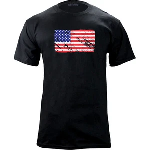 Distressed Red White and Blue American Flag T-shirt - Picture 1 of 6