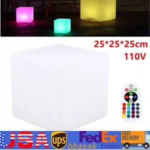 LED Color Changing Light Up Chairs Bar Stool Square Cube Chair Light Waterproof - Picture 1 of 12