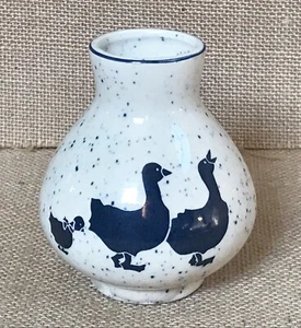 Speckled Duck Mini Bud Vase weiß blau Country Prairie Farm Cottage Core rustikal - Bild 1 von 7