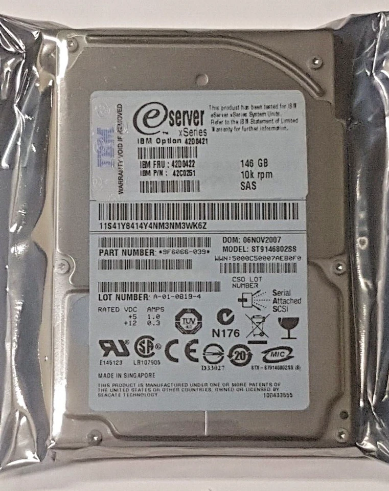 146 GB SAS IBM 42D0421 ST9146802SS 10K RPM HDD 2.5 " Internal Hard Drive New - Image 1 of 1