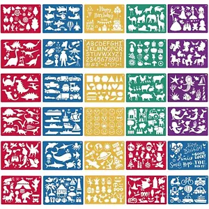 30 Pieces Drawing Stencils Set for Kids, Plastic Drawing Painting Stencil Tem... - Picture 1 of 7