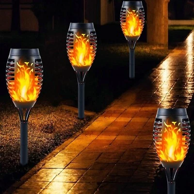 Solar Lights Outdoor Garden, 4 Pack Solar Flame Lights, Waterproof , Auto On/Off - Image 1 of 4