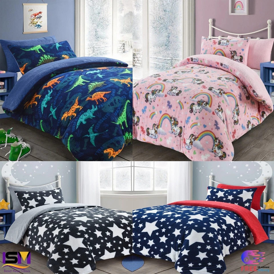NIGHT ZONE Teddy Fleece Cosy Kids Bedding Duvet Set Childrens Quilt Cover Single Double