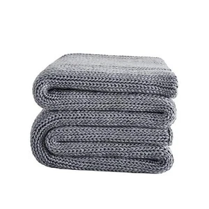 Knitted Weighted Blanket - 60"x80" 15lbs Cooling 60" x 80" | 15lbs Light Grey - Picture 1 of 7