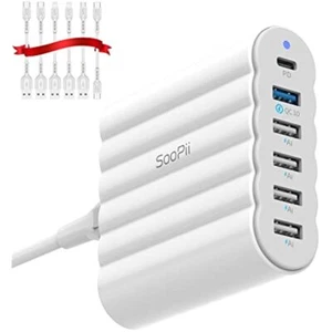 USB C Charger, SooPii 68W Charging Hub, 6 Port USB Charging Station - Photo 1 sur 8