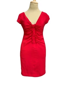Valentino Red Ruched Dress Hiver 2008 - Size S - Made in Italy - Vintage #Z35 - Picture 1 of 6