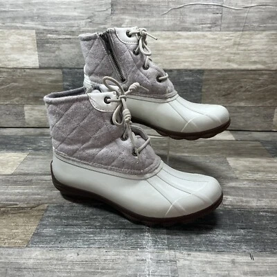 Zapatos Sperry Para Mujer 7 M Marfil Beige Pato Botas Parte Superior Alta Mezcla Lana Top-Spyder Foto 1 de 4
