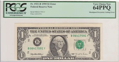 SET OF 4 Consecutive 1995 Misaligned Overprint Cutting Error PCGS MS64,64,64,63 - Image 1 of 4