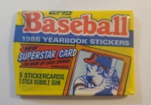 Topps Baseball 1988 Jahrbuch Aufkleber Bubble Gum versiegelte Packung Vintage - Bild 1 von 1