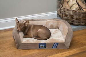Serta Gel Memory Foam Quilted Ortho Couch Dog Bed, Small Brown color.