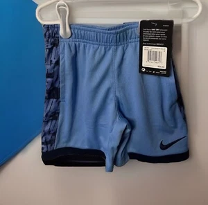 Nike Dri Fit Boys Shorts Nike swoosh Size 4 University Blue 86J062-B9F - Picture 1 of 5