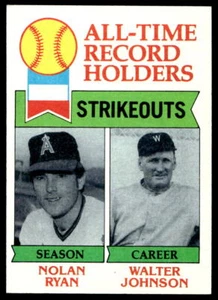 1979 Topps #417 All-Time Record Holders: Strikeouts Nolan Ryan Walter Johnson - Picture 1 of 2