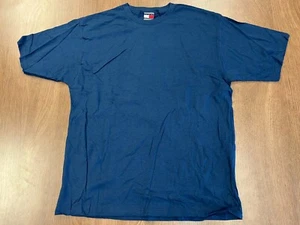 VINTAGE TOMMY HILFIGER BLANK T SHIRT L NAVY BLUE DEADSTOCK 90S TEE NOS NEW USA - Picture 1 of 5