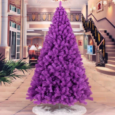 2 3 4 5 6 7 8 FT Purple Christmas Artificial Tree Undecorated Festival Holiday - Image 1 of 4