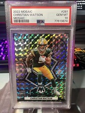 2022 Panini Mosaic Christian Watson Rookie NFL Debut Mosaic Prizm #281 PSA 10!