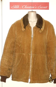 VINTAGE GREAT WESTERN GLENOIT Mens Jacket Beige Corduroy Deep Pile Zipper Sz 40 - Picture 1 of 13