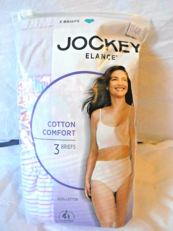 Jockey 3 Briefs Panties Cotton waistband 1486 Earth Rose Floral White mix sz 9