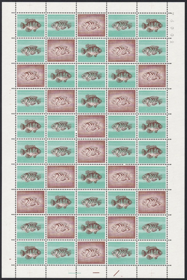Espécime, Suíça 1936 Peixe, Teste de Teste de Prova de Impressão Folha Completa (76002) - Imagem 1 de 1
