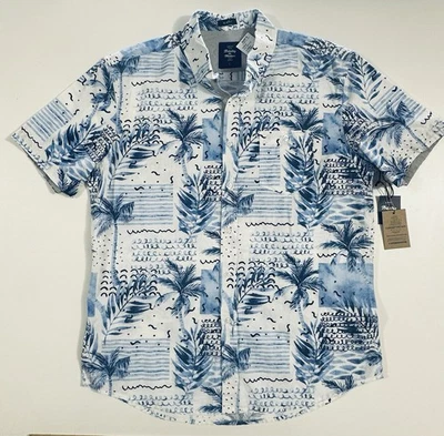 NEW Artistry in Motion Mens Slim Fit Hawaiian Short Sleeve Button Up Shirt SZ L - Image 1 of 4