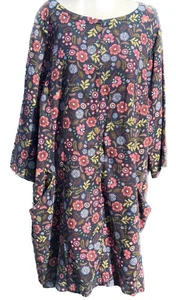 Seasalt First Meet Tunic Dress Dark Blue Background/Flower Print Labelled 26-28 - Picture 1 of 7
