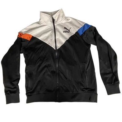 Chaqueta Puma Track Para Hombre Grande Negra Blanca Azul Naranja MCS 87 Cremallera Completa Bloque de Color Foto 1 de 4