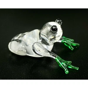 Miniature Art Glass Frog Figurine, Lampwork, Handcrafted Blown Glass - Picture 1 of 3