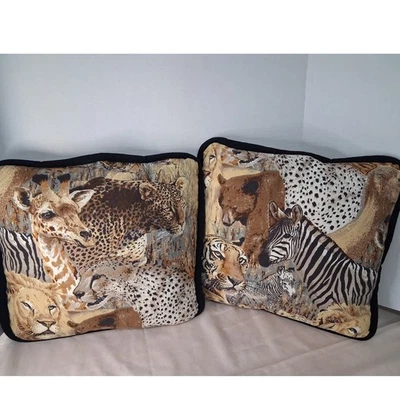 Juego de almohadas con estampado de animales de safari de 16 x 16 almohadas decorativas de jirafa leopardo Foto 1 de 4