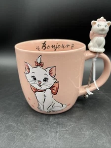Disney The Aristocats Marie Bonjour Mug With Figural Stirrer Coffee Tea Mug NEW - Picture 1 of 8