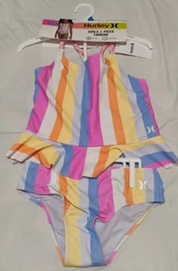 Hurley Girls Tankini 2 Piece Swim Set Size Large 10/12 Lemon Twist - Picture 1 of 5