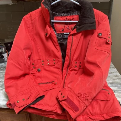 Chaqueta de snowboard/esquí con capucha aislada OBERMEYER roja ventilaciones niños talla 14 niñas Foto 1 de 4