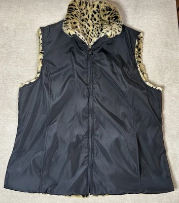 Kristen Blake Reversible Faux-Fur Cheetah Leopard Print Vest Women’s Size Large - Image 1 of 4