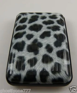 Id card holder case snow leopard print protect your credit cards security wallet - Picture 1 of 4