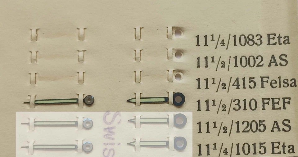 ZEIGERSATZ FORM SCHWERT GEBLÄUT MIT LEUCHTMASSE FÜR AS, ETA u.a. ~ NOS~ (z0236) - Bild 1 von 1