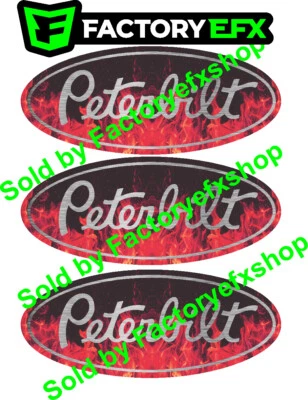 FACTORY EFX 3 Red Peterbilt Flame Grille & Hood Decal Emblems Flames 359 379 378 353 377